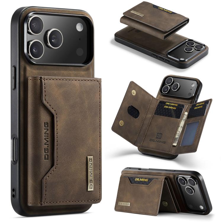 For iPhone 17 Pro DG.MING M2 Series 3-Fold Card Bag Wallet Leather Phone Case(Coffee) by DG.MING