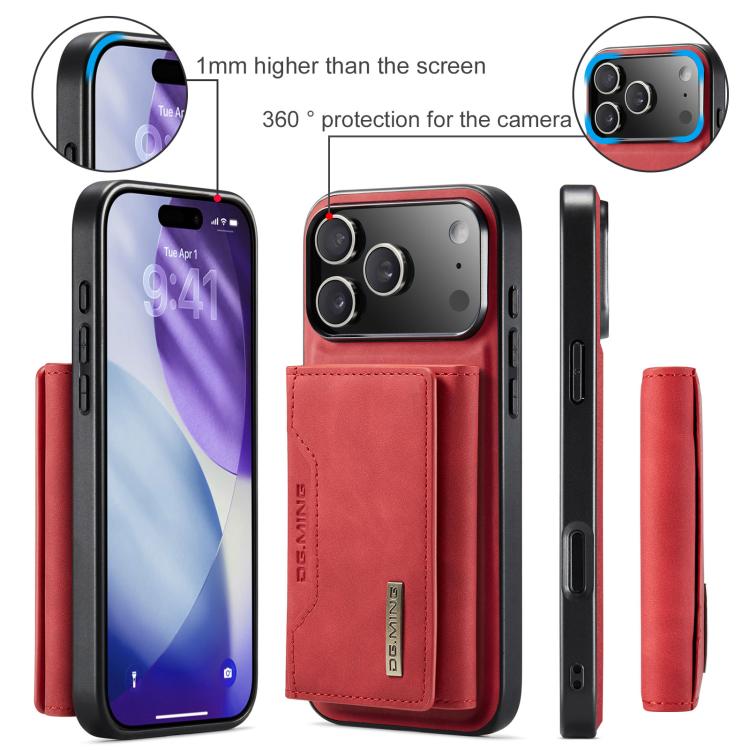 For iPhone 17 Pro DG.MING M2 Series 3-Fold Card Bag Wallet Leather Phone Case(Red) by DG.MING