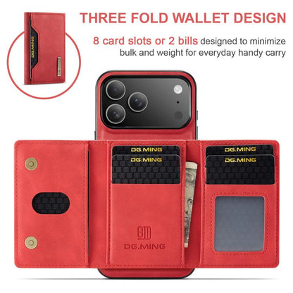 For iPhone 17 Pro DG.MING M2 Series 3-Fold Card Bag Wallet Leather Phone Case(Red) by DG.MING