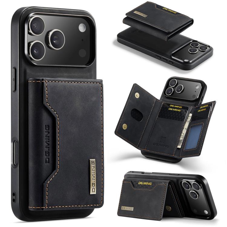 For iPhone 17 Pro Max DG.MING M2 Series 3-Fold Card Bag Wallet Leather Phone Case(Black) by DG.MING