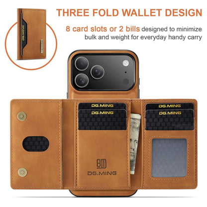 For iPhone 17 Pro Max DG.MING M2 Series 3-Fold Card Bag Wallet Leather Phone Case(Brown) by DG.MING