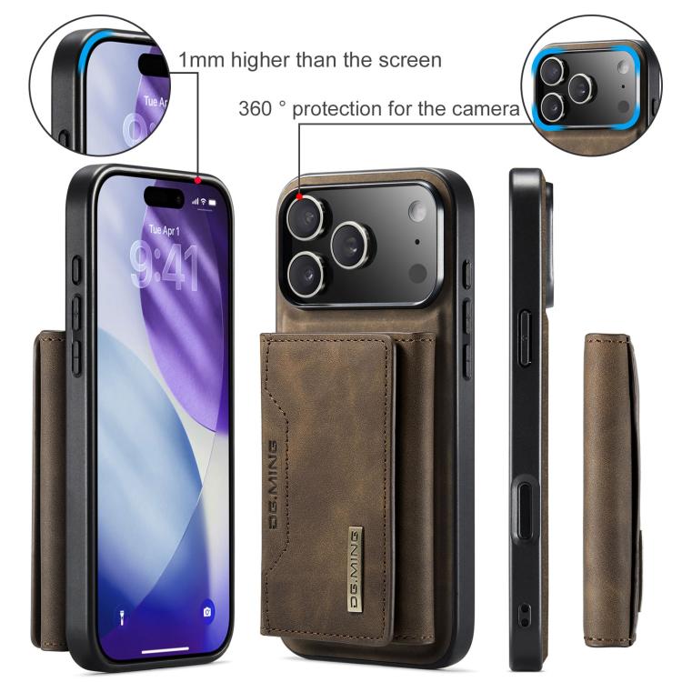 For iPhone 17 Pro Max DG.MING M2 Series 3-Fold Card Bag Wallet Leather Phone Case(Coffee) by DG.MING