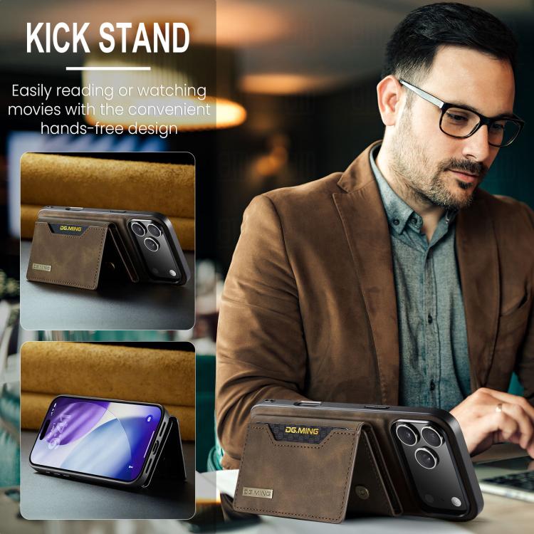 For iPhone 17 Pro Max DG.MING M2 Series 3-Fold Card Bag Wallet Leather Phone Case(Coffee) by DG.MING