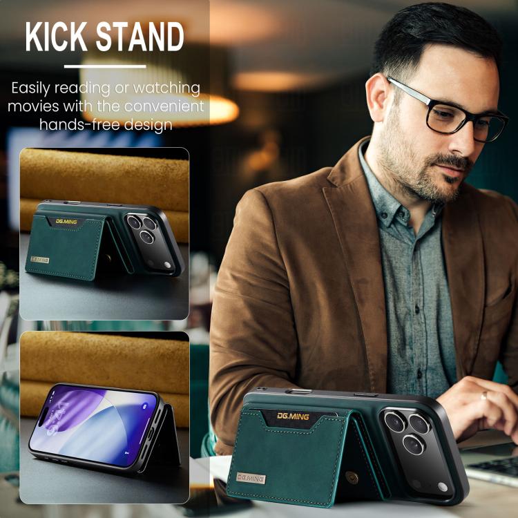For iPhone 17 Pro Max DG.MING M2 Series 3-Fold Card Bag Wallet Leather Phone Case(Green) by DG.MING