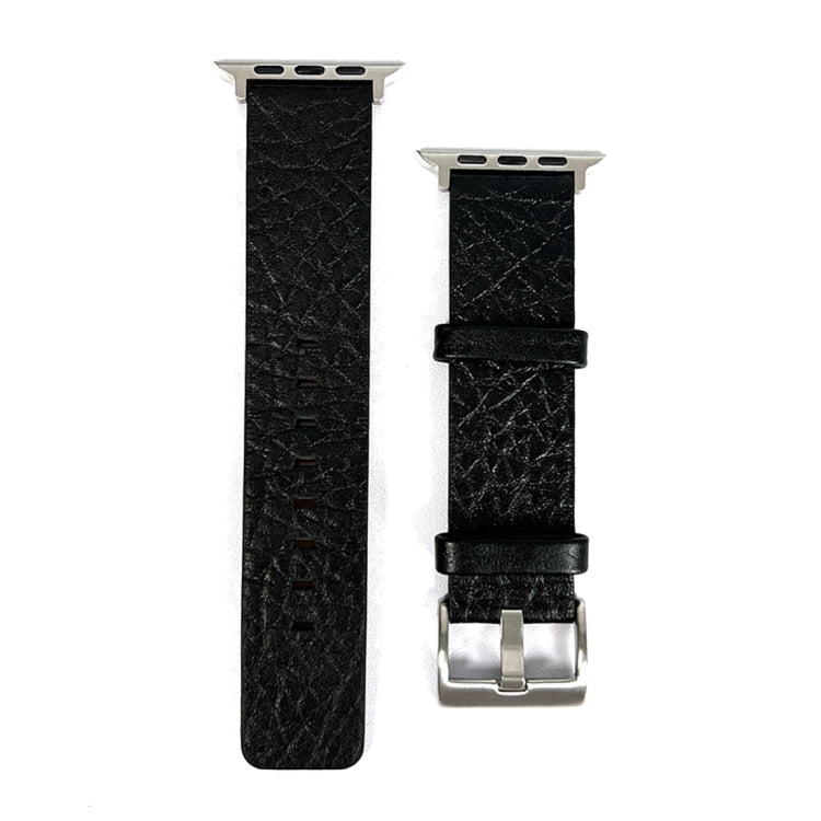 For Apple Watch 42mm Buffalo Leather Watch Band(Black) by bashfashion