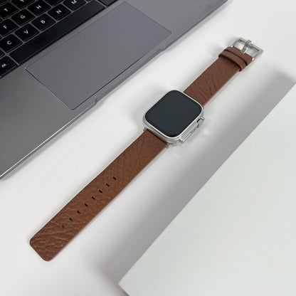 For Apple Watch 9 45mm Buffalo Leather Watch Band(Brown) by bashfashion