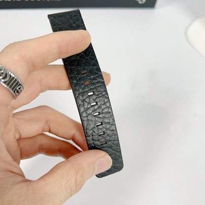 For Apple Watch SE 2023 44mm Buffalo Leather Watch Band(Black) by bashfashion