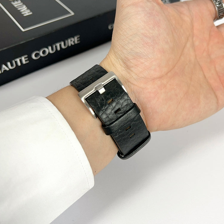 For Apple Watch Ultra 2 49mm Buffalo Leather Watch Band(Black) by bashfashion