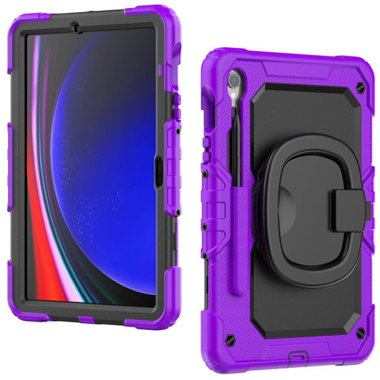 For Samsung Galaxy Tab S9 D Type Silicone Hybrid PC Tablet Case with Handle Holder(Purple) by bashfashion