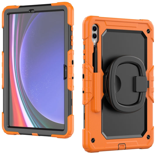 For Samsung Galaxy Tab S9+ / S10+ D Type Silicone Hybrid PC Tablet Case with Handle Holder(Orange) by bashfashion