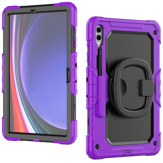 For Samsung Galaxy Tab S9+ / S10+ D Type Silicone Hybrid PC Tablet Case with Handle Holder(Purple) by bashfashion