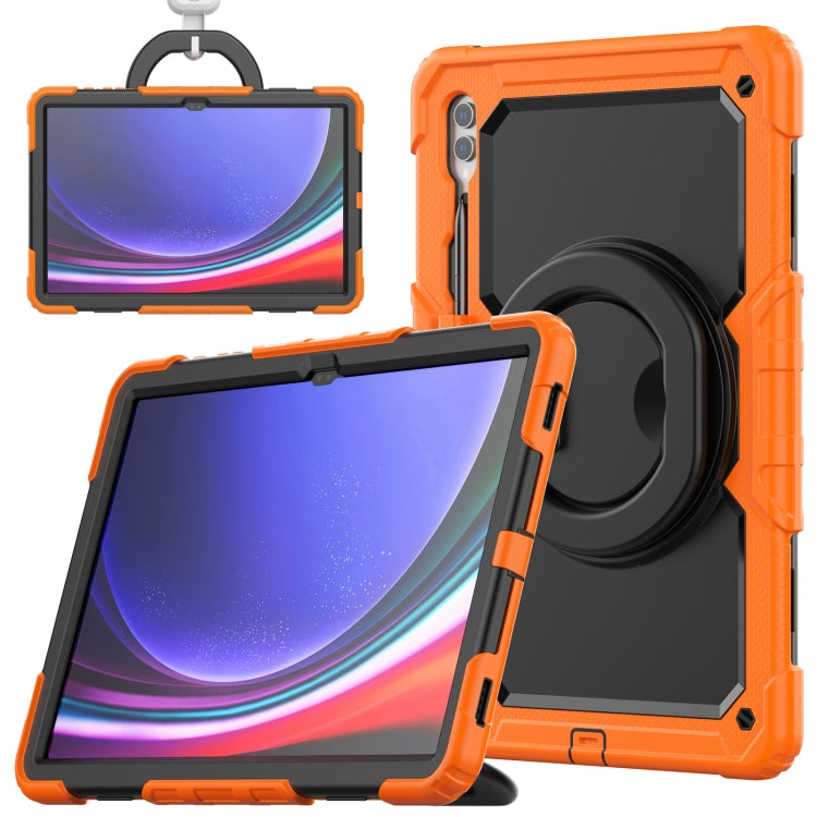 For Samsung Galaxy Tab S10 Ultra D Type Silicone Hybrid PC Tablet Case with Handle Holder(Orange) by bashfashion