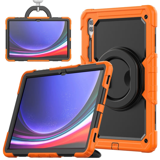 For Samsung Galaxy Tab S10 Ultra D Type Silicone Hybrid PC Tablet Case with Handle Holder(Orange) by bashfashion