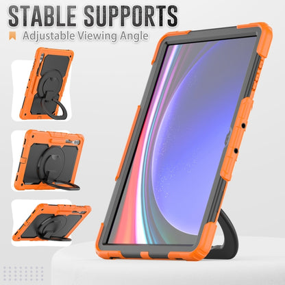 For Samsung Galaxy Tab S10 Ultra D Type Silicone Hybrid PC Tablet Case with Handle Holder(Orange) by bashfashion
