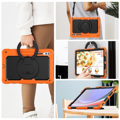 For Samsung Galaxy Tab S10 Ultra D Type Silicone Hybrid PC Tablet Case with Handle Holder(Orange) by bashfashion