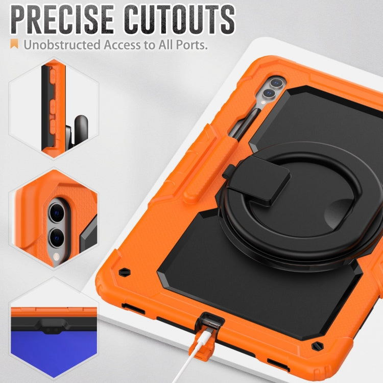 For Samsung Galaxy Tab S10 Ultra D Type Silicone Hybrid PC Tablet Case with Handle Holder(Orange) by bashfashion