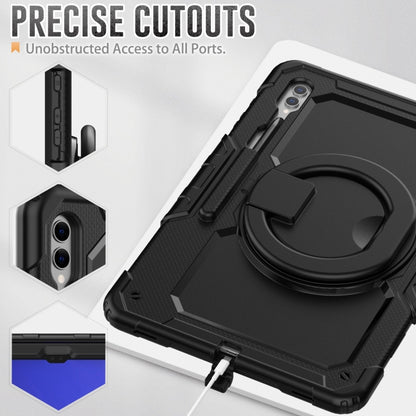 For Samsung Galaxy Tab S10 Ultra D Type Silicone Hybrid PC Tablet Case with Handle Holder(Black) by bashfashion