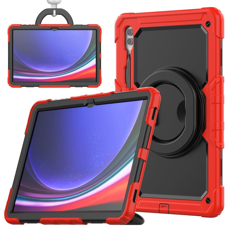 For Samsung Galaxy Tab S10 Ultra D Type Silicone Hybrid PC Tablet Case with Handle Holder(Red) by bashfashion