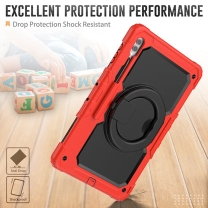 For Samsung Galaxy Tab S10 Ultra D Type Silicone Hybrid PC Tablet Case with Handle Holder(Red) by bashfashion