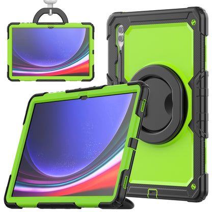 For Samsung Galaxy Tab S10 Ultra D Type Silicone Hybrid PC Tablet Case with Handle Holder(Yellow Green PC) by bashfashion