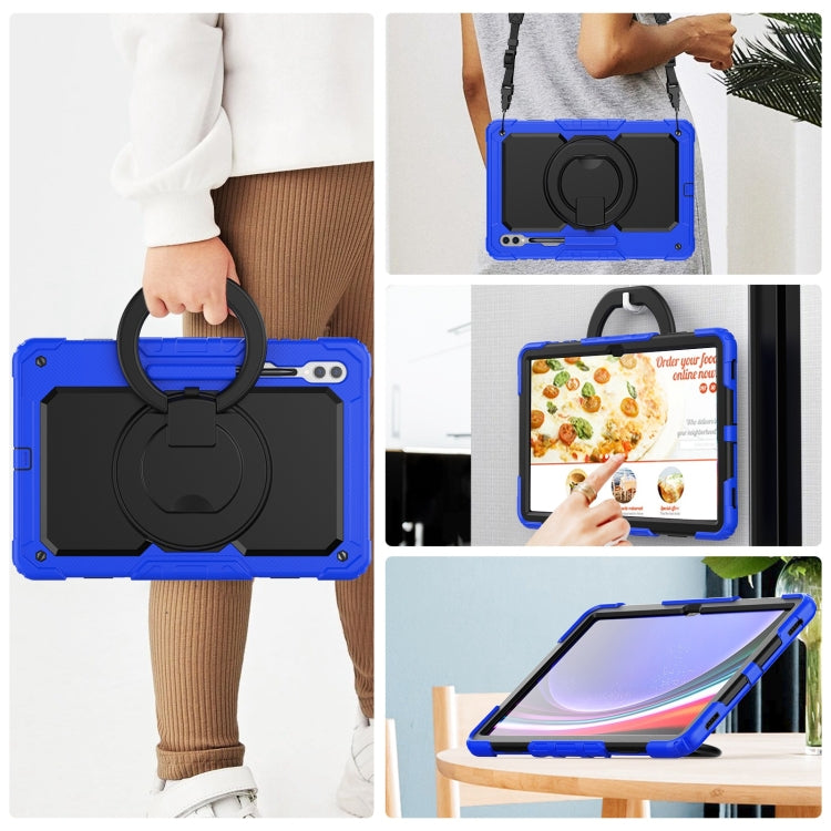 For Samsung Galaxy Tab S10 Ultra D Type Silicone Hybrid PC Tablet Case with Handle Holder(Blue) by bashfashion