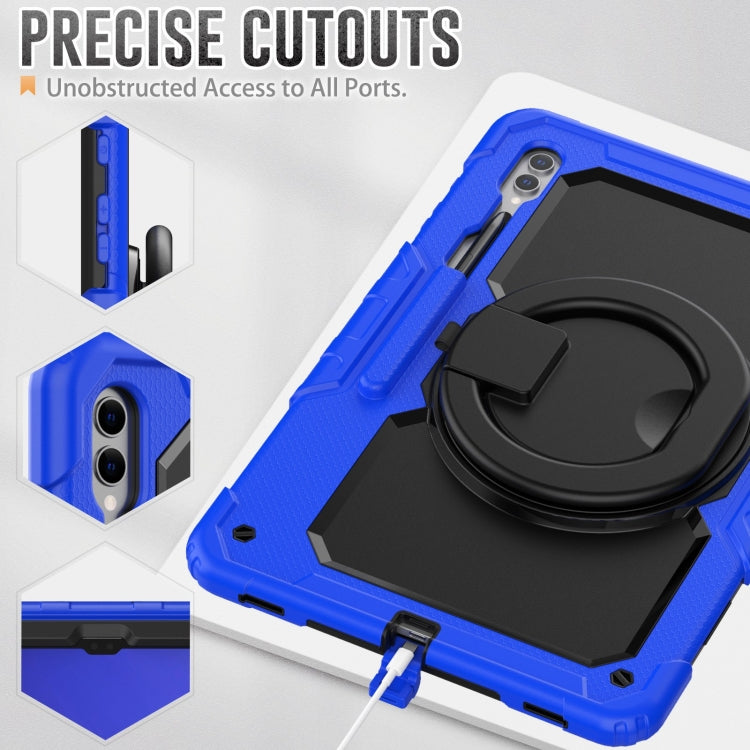 For Samsung Galaxy Tab S10 Ultra D Type Silicone Hybrid PC Tablet Case with Handle Holder(Blue) by bashfashion