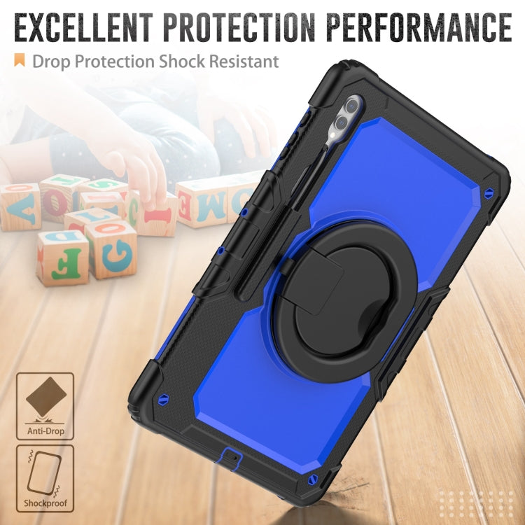 For Samsung Galaxy Tab S10 Ultra D Type Silicone Hybrid PC Tablet Case with Handle Holder(Blue PC) by bashfashion