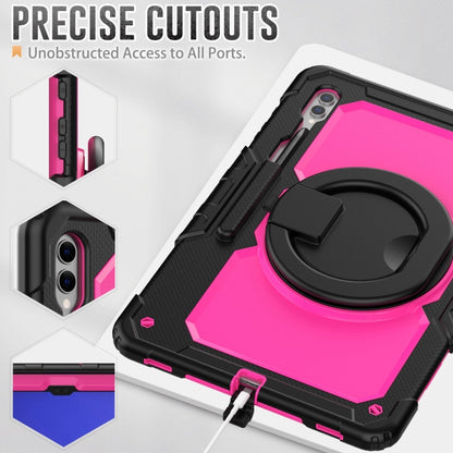 For Samsung Galaxy Tab S10 Ultra D Type Silicone Hybrid PC Tablet Case with Handle Holder(Rose Red PC) by bashfashion