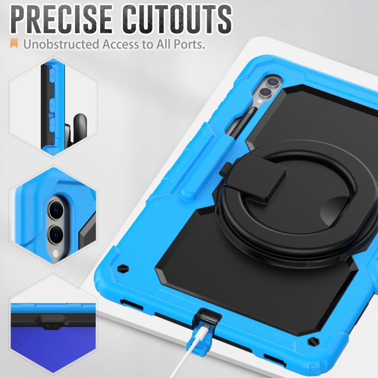 For Samsung Galaxy Tab S10 Ultra D Type Silicone Hybrid PC Tablet Case with Handle Holder(Light Blue) by bashfashion