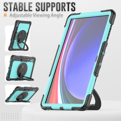 For Samsung Galaxy Tab S10 Ultra D Type Silicone Hybrid PC Tablet Case with Handle Holder(Light Blue PC) by bashfashion