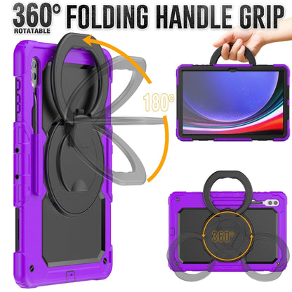 For Samsung Galaxy Tab S10 Ultra D Type Silicone Hybrid PC Tablet Case with Handle Holder(Purple) by bashfashion