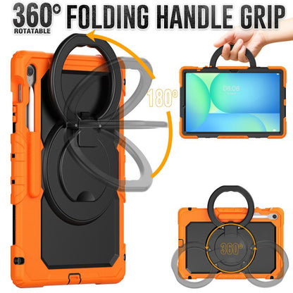 For Samsung Galaxy Tab S10 FE+ D Type Silicone Hybrid PC Tablet Case with Handle Holder(Orange) by bashfashion