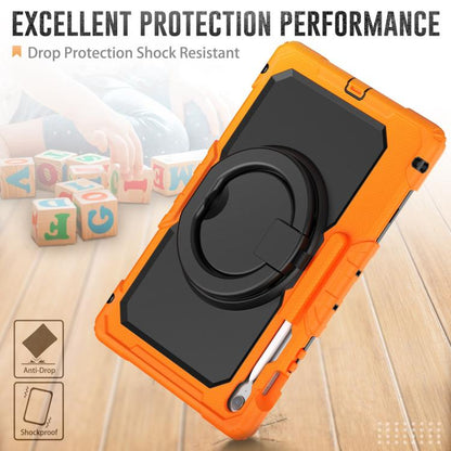 For Samsung Galaxy Tab S10 FE+ D Type Silicone Hybrid PC Tablet Case with Handle Holder(Orange) by bashfashion