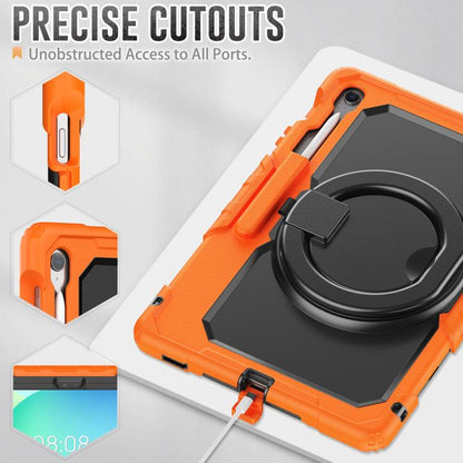 For Samsung Galaxy Tab S10 FE+ D Type Silicone Hybrid PC Tablet Case with Handle Holder(Orange) by bashfashion