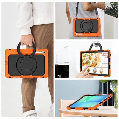 For Samsung Galaxy Tab S10 FE+ D Type Silicone Hybrid PC Tablet Case with Handle Holder(Orange) by bashfashion
