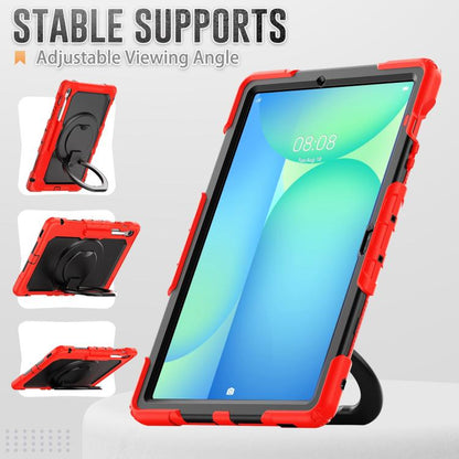For Samsung Galaxy Tab S10 FE+ D Type Silicone Hybrid PC Tablet Case with Handle Holder(Red) by bashfashion