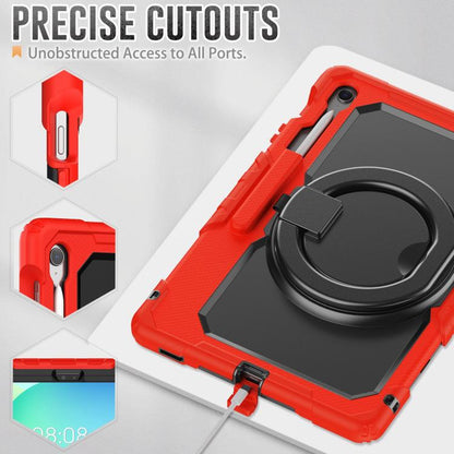 For Samsung Galaxy Tab S10 FE+ D Type Silicone Hybrid PC Tablet Case with Handle Holder(Red) by bashfashion