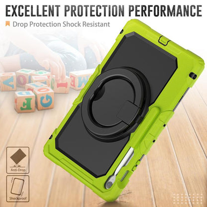 For Samsung Galaxy Tab S10 FE+ D Type Silicone Hybrid PC Tablet Case with Handle Holder(Yellow Green) by bashfashion