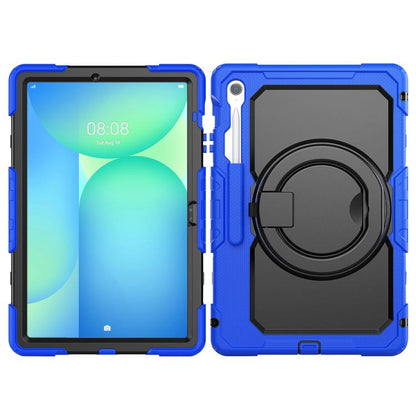 For Samsung Galaxy Tab S10 FE+ D Type Silicone Hybrid PC Tablet Case with Handle Holder(Blue) by bashfashion