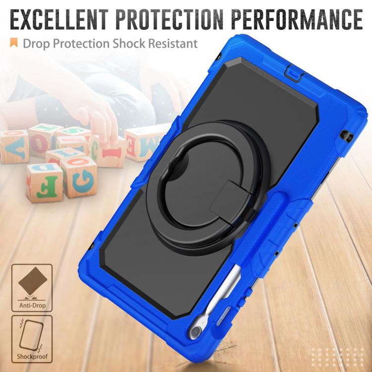 For Samsung Galaxy Tab S10 FE+ D Type Silicone Hybrid PC Tablet Case with Handle Holder(Blue) by bashfashion