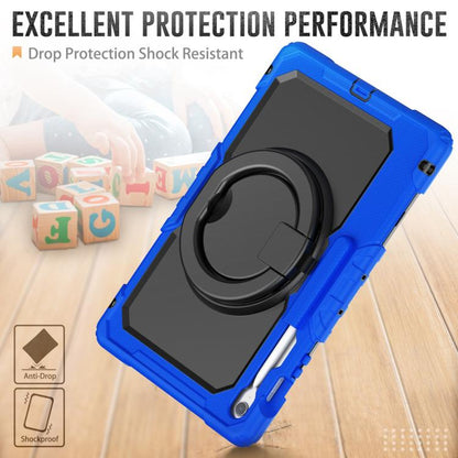 For Samsung Galaxy Tab S10 FE+ D Type Silicone Hybrid PC Tablet Case with Handle Holder(Blue) by bashfashion