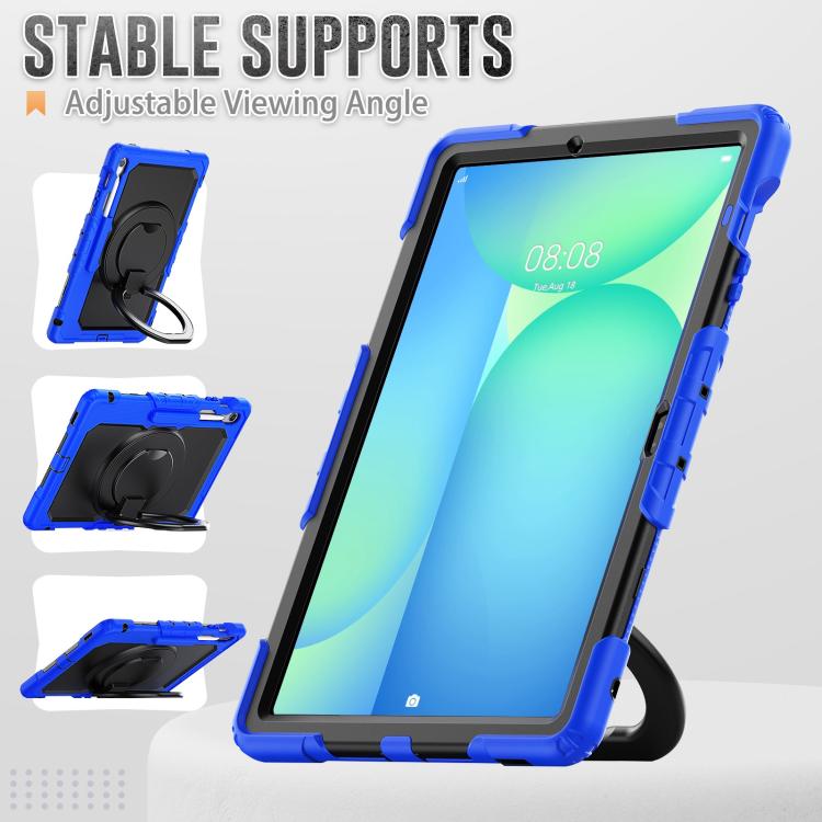 For Samsung Galaxy Tab S10 FE+ D Type Silicone Hybrid PC Tablet Case with Handle Holder(Blue) by bashfashion