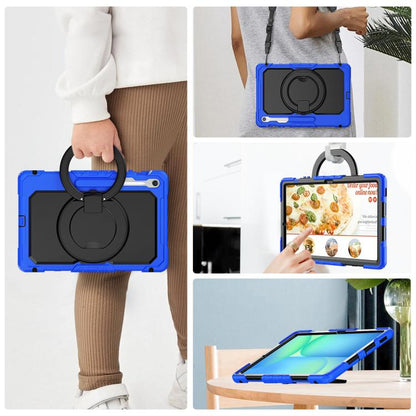 For Samsung Galaxy Tab S10 FE+ D Type Silicone Hybrid PC Tablet Case with Handle Holder(Blue) by bashfashion