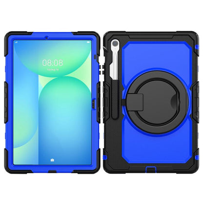 For Samsung Galaxy Tab S10 FE+ D Type Silicone Hybrid PC Tablet Case with Handle Holder(Blue PC) by bashfashion
