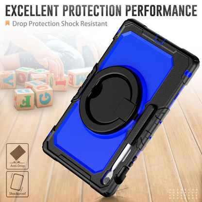 For Samsung Galaxy Tab S10 FE+ D Type Silicone Hybrid PC Tablet Case with Handle Holder(Blue PC) by bashfashion