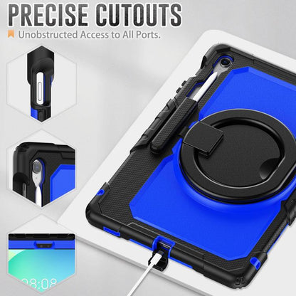 For Samsung Galaxy Tab S10 FE+ D Type Silicone Hybrid PC Tablet Case with Handle Holder(Blue PC) by bashfashion