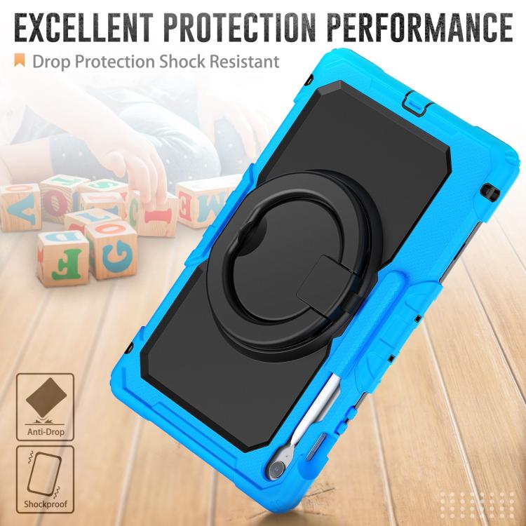 For Samsung Galaxy Tab S10 FE+ D Type Silicone Hybrid PC Tablet Case with Handle Holder(Light Blue) by bashfashion