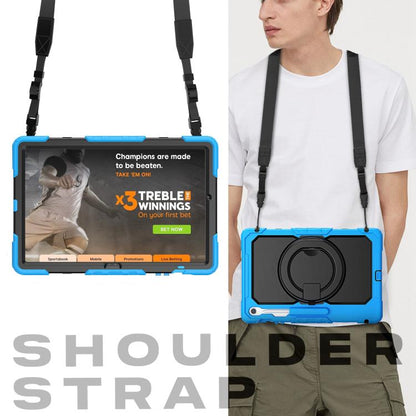 For Samsung Galaxy Tab S10 FE+ D Type Silicone Hybrid PC Tablet Case with Handle Holder(Light Blue) by bashfashion