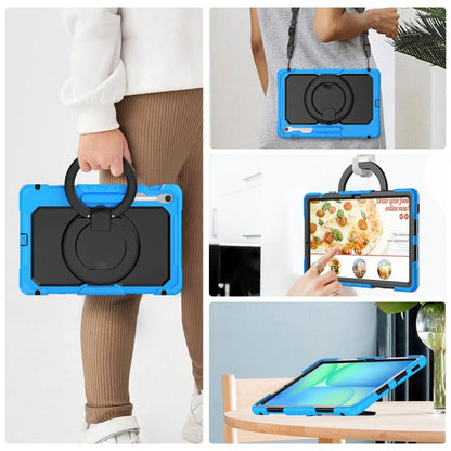 For Samsung Galaxy Tab S10 FE+ D Type Silicone Hybrid PC Tablet Case with Handle Holder(Light Blue) by bashfashion