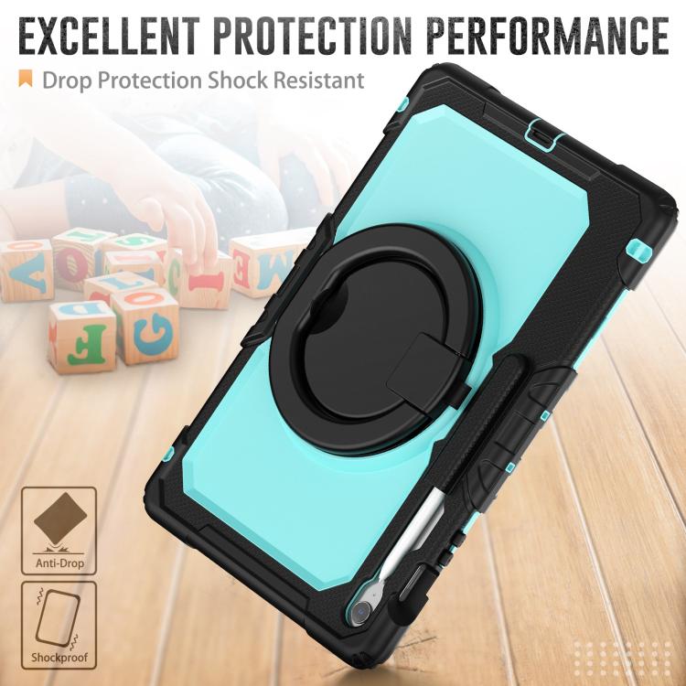 For Samsung Galaxy Tab S10 FE+ D Type Silicone Hybrid PC Tablet Case with Handle Holder(Light Blue PC) by bashfashion